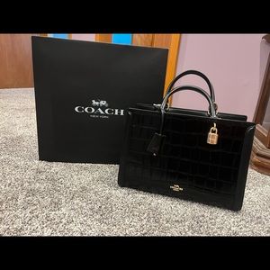 NWT Coach Croc Embossed Zoe Carryall